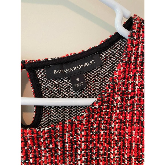 Banana Republic Tweed Sleeveless Blouse Shirt Red Black White Size Small - Picture 2 of 4
